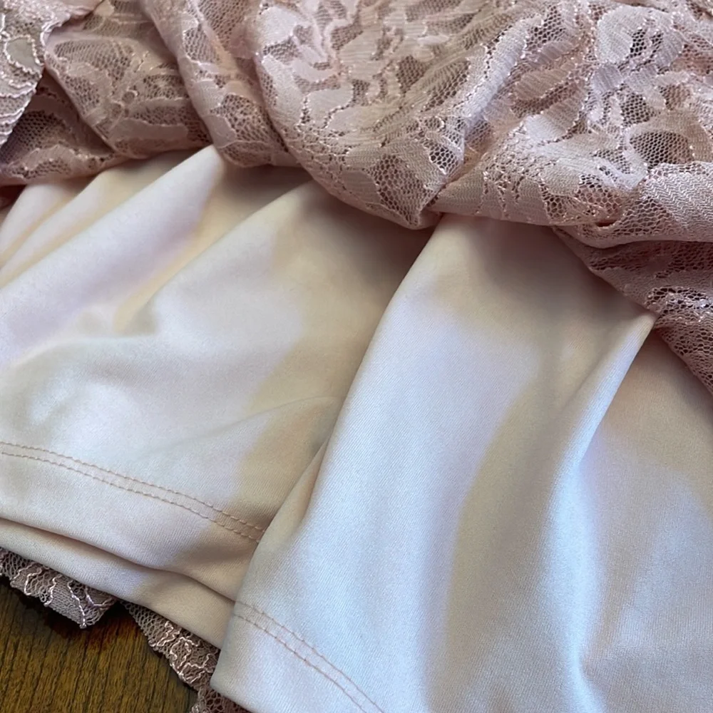 Pippa & Julie girls long sleeve LACE stretch formal dress blush pink size 14